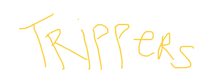 the word trippers written in yellow on a black background